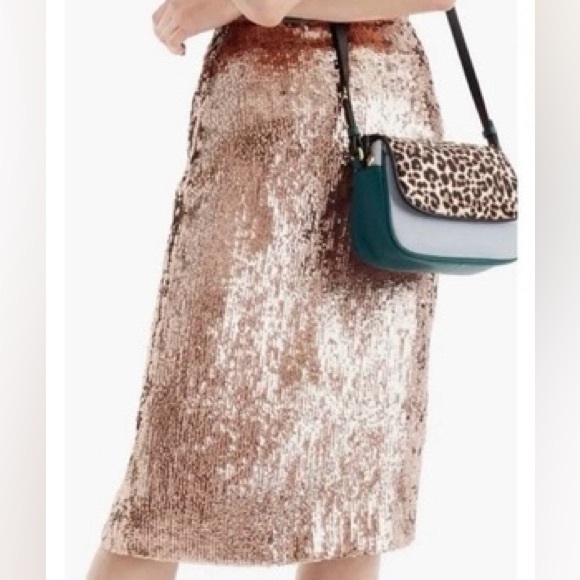 J. Crew Sequin Pencil Skirt in Rose Gold Size 2 - Picture 9 of 9